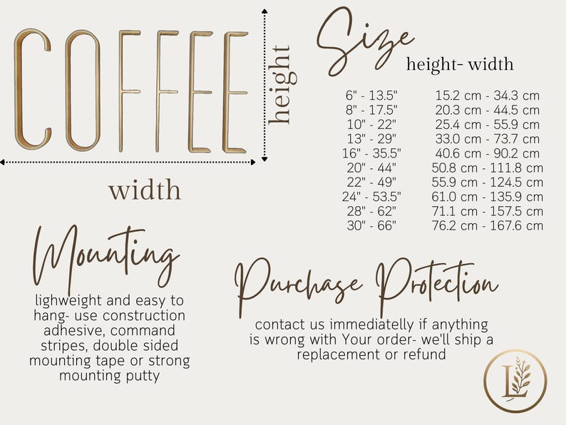 Modern Coffee Sign – Wooden Letters, Mid Century Decor for Home, Office or Cafe image 3