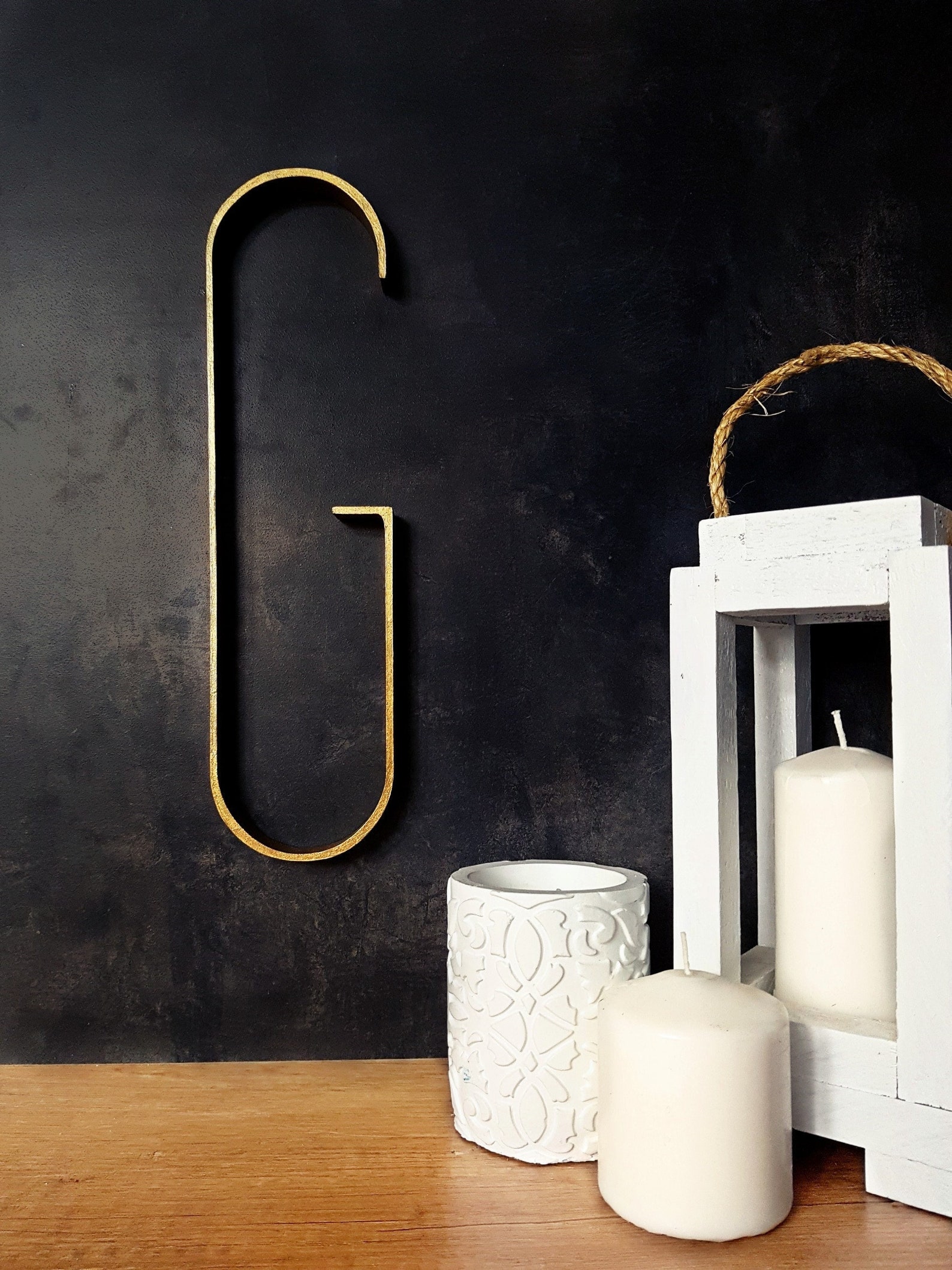 "P" - 20 inches, Old Gold Large wooden letters for wall mid century modern decor, elegant wedding backdrop wood letter wall initial hanging custom monogram G - 20 inches, Old Gold