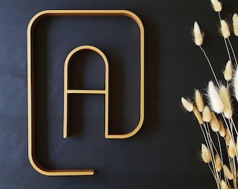 at wall letter decor gamer gift, mid century modern gold at sign for wall, mcm wall art teen room decor, large letters office wall decor