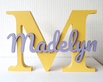 Personalized Standing Wooden Letter with Name- Custom Birthday or Graduation Party Table Centerpiece