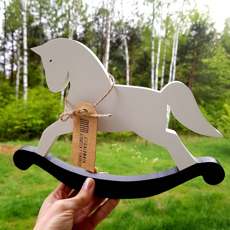 Wood Rocking Horse Baby Shower Decor Baby Boy Girl Etsy