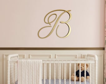 Large Script Wooden Letter – Custom Painted Initial for Nursery Wall Decor