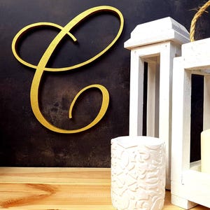 Letra de monograma rústica, decoración de pared de galería de madera, letrero de una sola letra, caligrafía decorativa de madera, alfabeto grande, boda, inicial C
