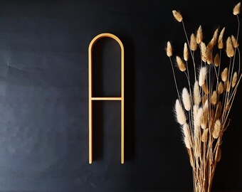 Large wooden letters for the wall, japandi or mid century modern decor, wood letters wall initial hanging custom gold monogram A