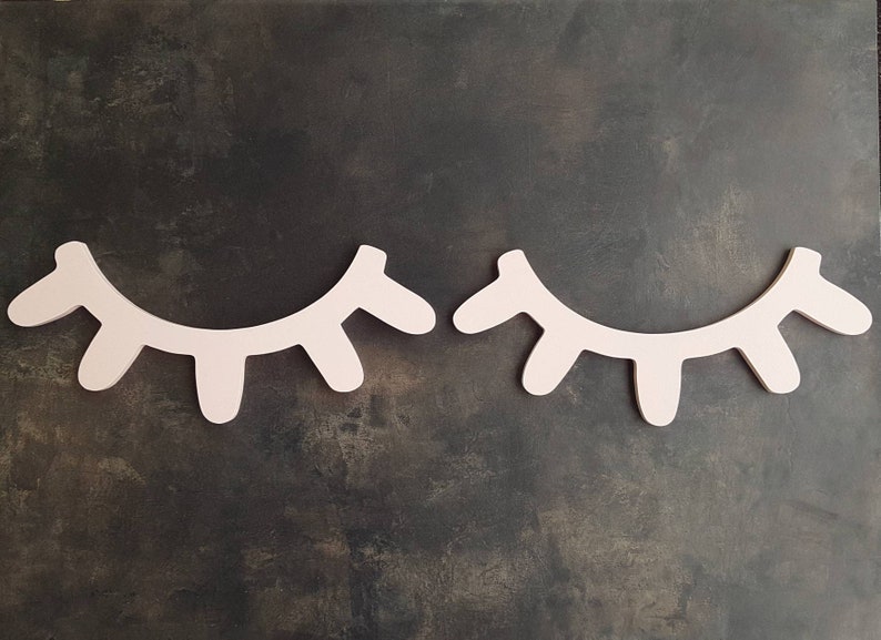 Large Wood Eyelash Nursery Wall Decor Wooden Sleepy Eyes Set Etsy