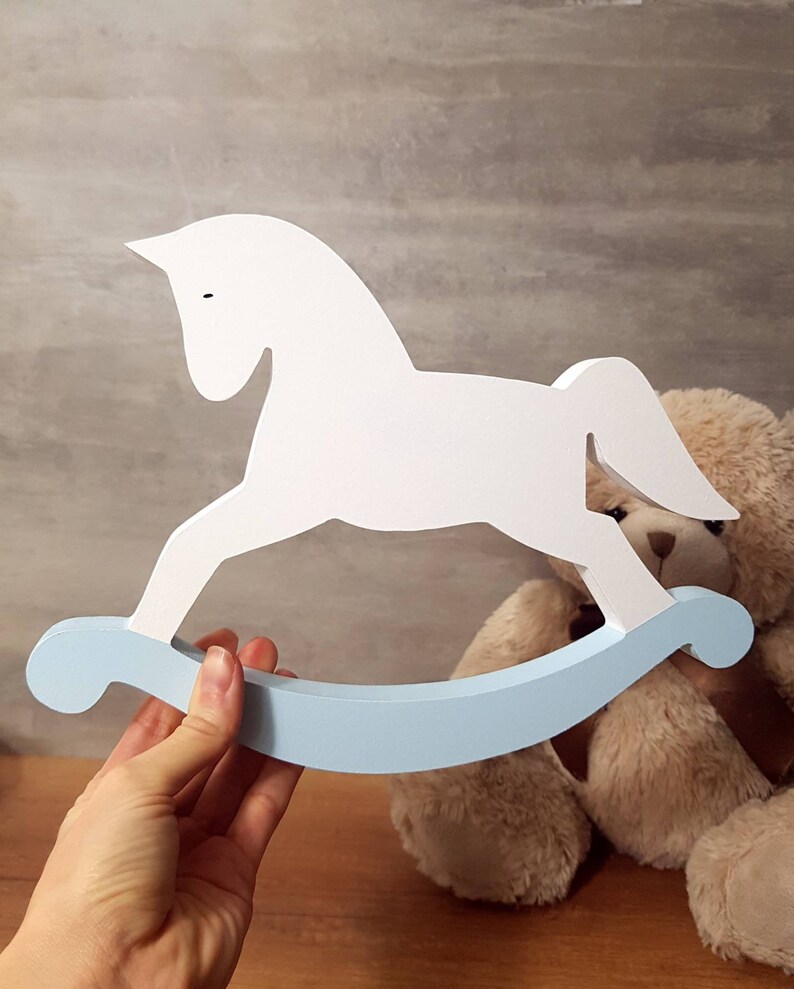 Wood Rocking Horse Baby Shower Decor Baby Boy Girl Etsy