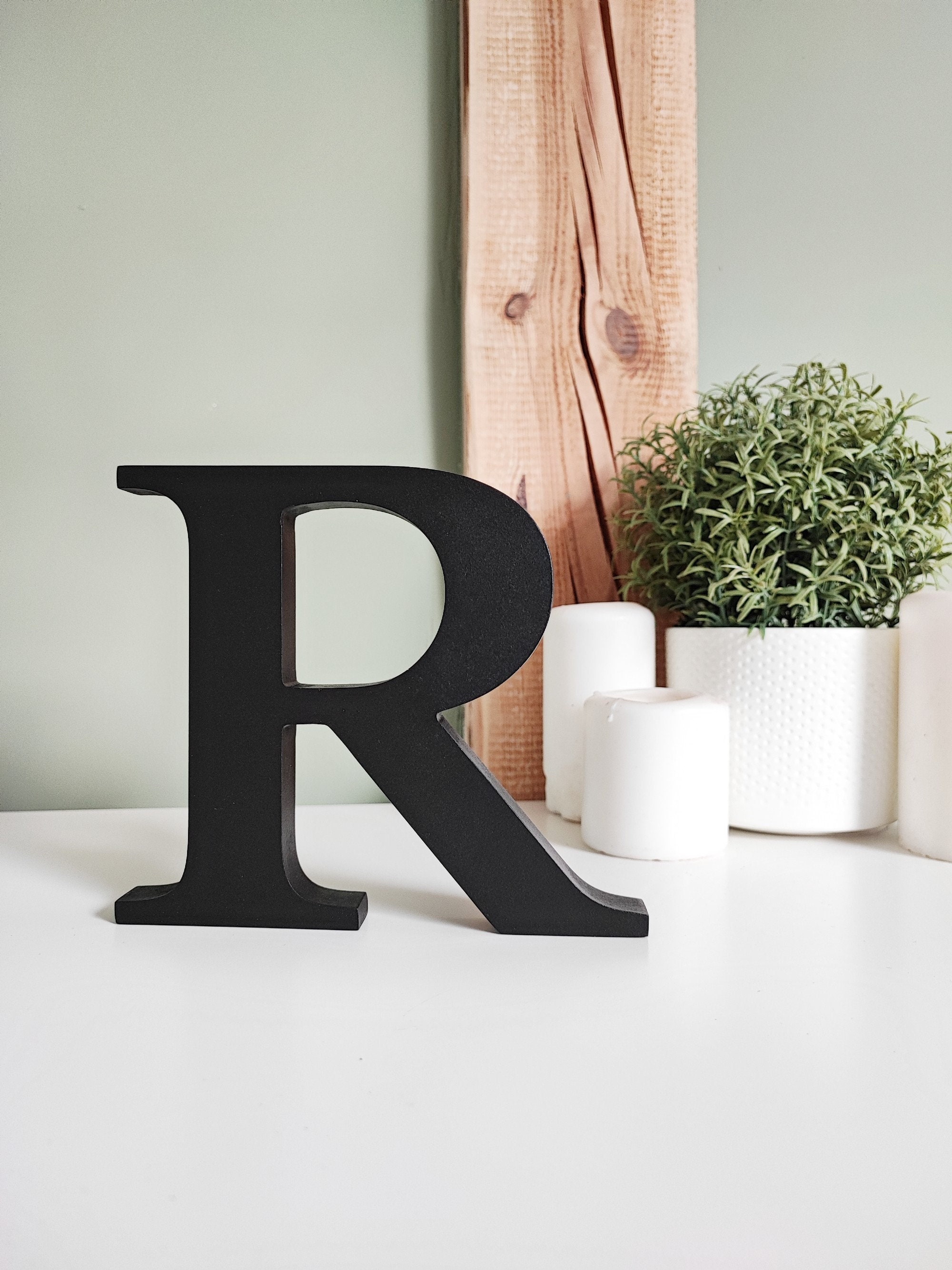 Rustic Large 16 in. Free Standing White Wash Decorative Monogram Wood  Letter (A)