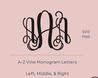 Rebenmonogramm, Ineinander greifendes Rebenmonogramm, Monogrammbuchstaben, Monogramm SVG, Monogramm PNG,