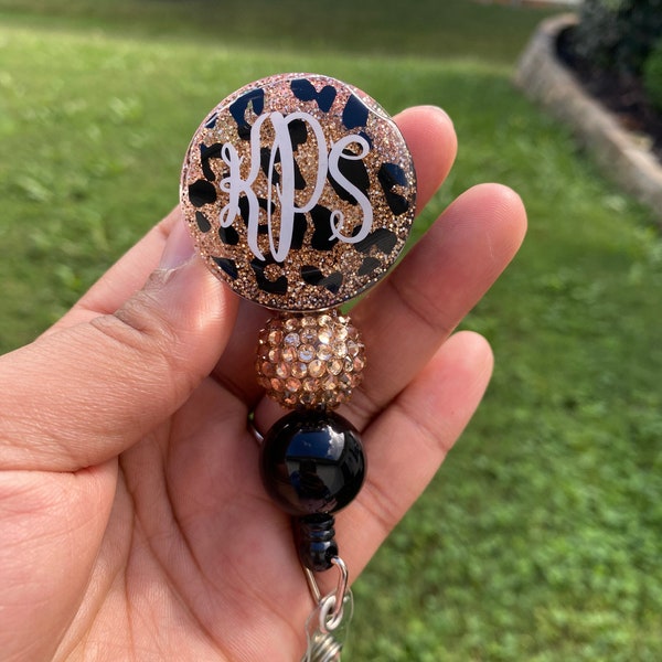 Cheetah Print Badge Reel, Glitter Badge Reel, Badge Reel, Custom Badge Reel, Bling Badge reel, Badge, Badge Clip, Work Badge, Leopard Badge