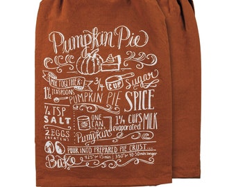 Pumpkin Pie Dish Towel | Fall Dish Towel | Thanksgiving Tea Towel