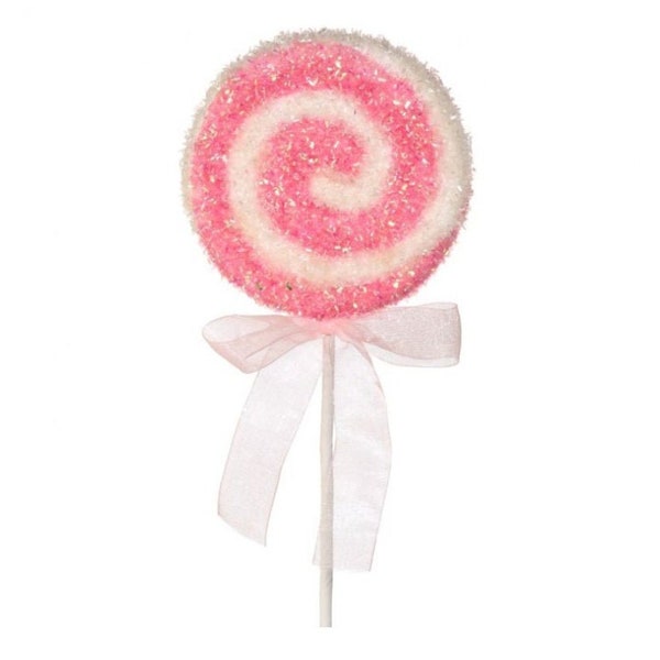 Sucette Sparkle Candy Swirl 17" | Sucette avec arc | Décor Candyland | Décor de Noël | Décor de vacances |