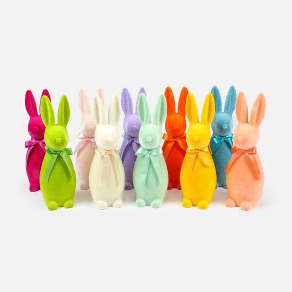 Beflockte Hasen | Knopf Nase Hasen | Beflockt 16 Zoll Bunny | Osterhasen | Ostern Dekor