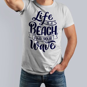 Life&#39;s a Beach, Find Your Wave SVG, Cricut Cutter Vector