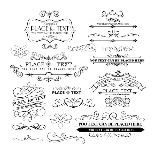 Collection d'accents et de décorations vintage SVG, vecteur de coupe Cricut