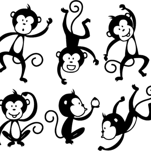 Crazy Monkeys SVG, Cricut Cutter Vector