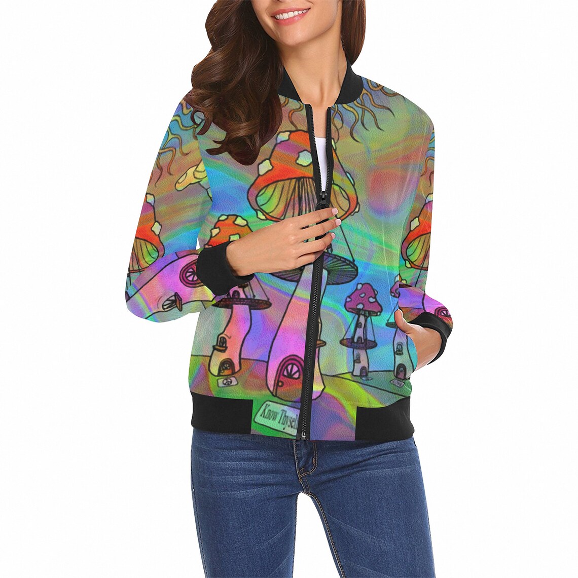 Psychedelic Jacket Magic Mushrooms Kingdom limited - Etsy