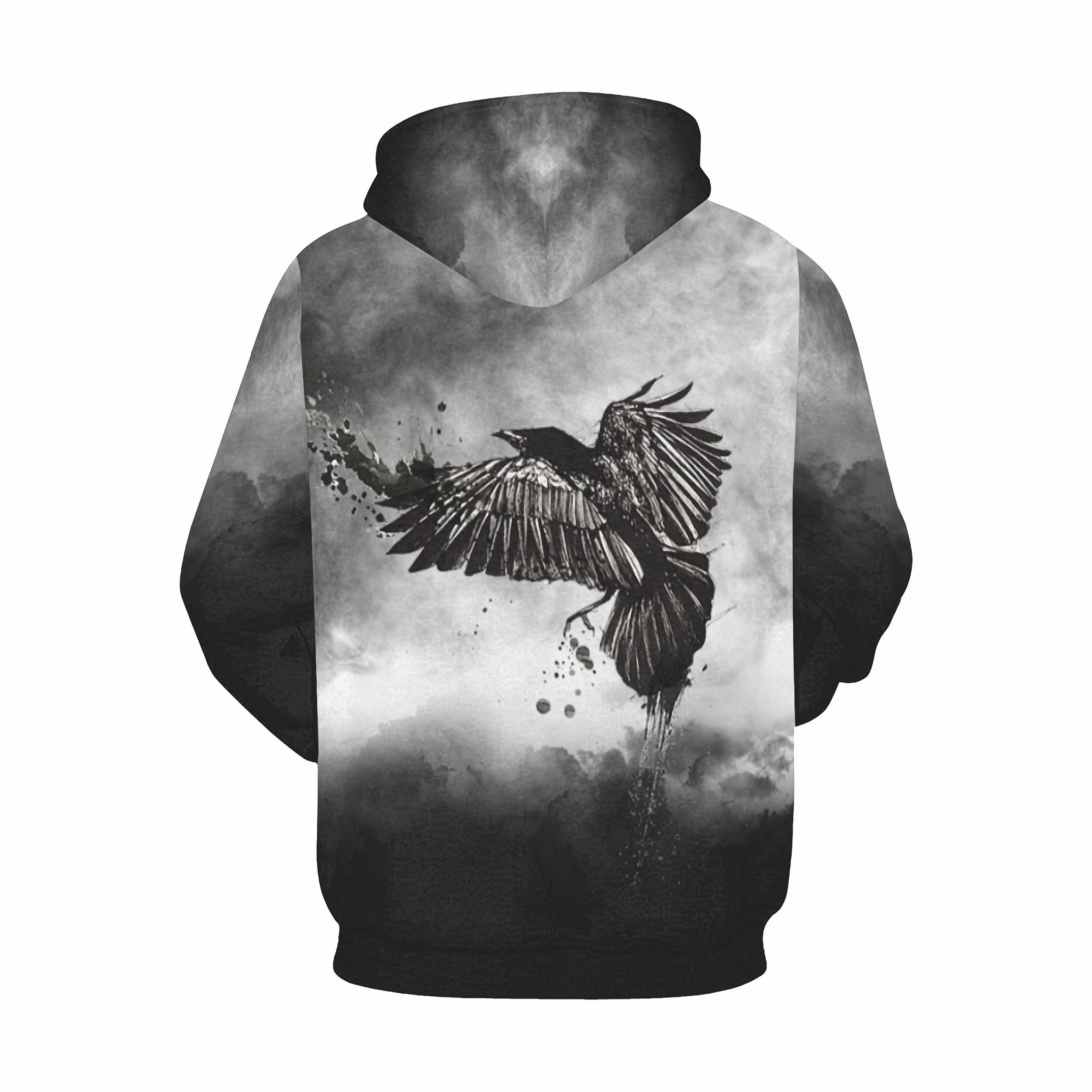 Raven Hoodie Black Raven Hoodies Matching Hoodies Odin - Etsy