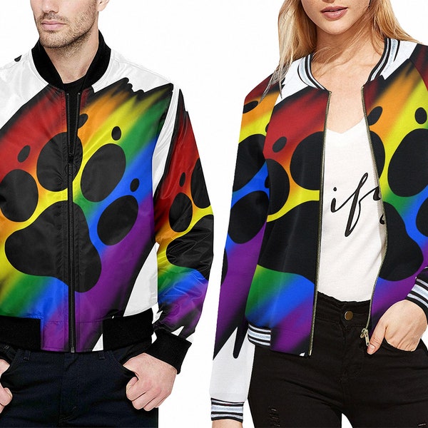 FurryStar Furry Jacket "Limited Edition" - Gay Furry Flag Unisex Jackets Design Furry Paw Jacket Furry Merch Gay Furry Merch Bomber Jacket