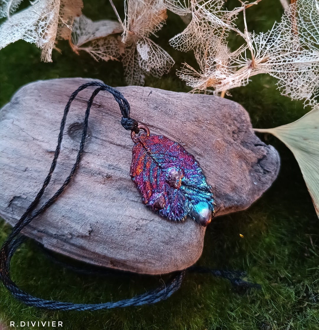 Apple Rose Leaf Necklace/jewelry/pendant/rainbow/electroplate/copper