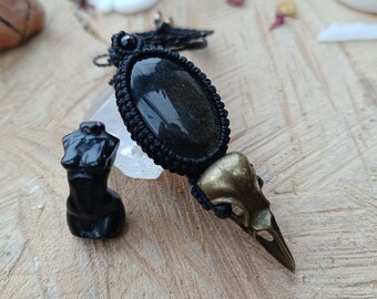 Goldobsidian mit Skull / Jewelry/Necklace/Schmuck