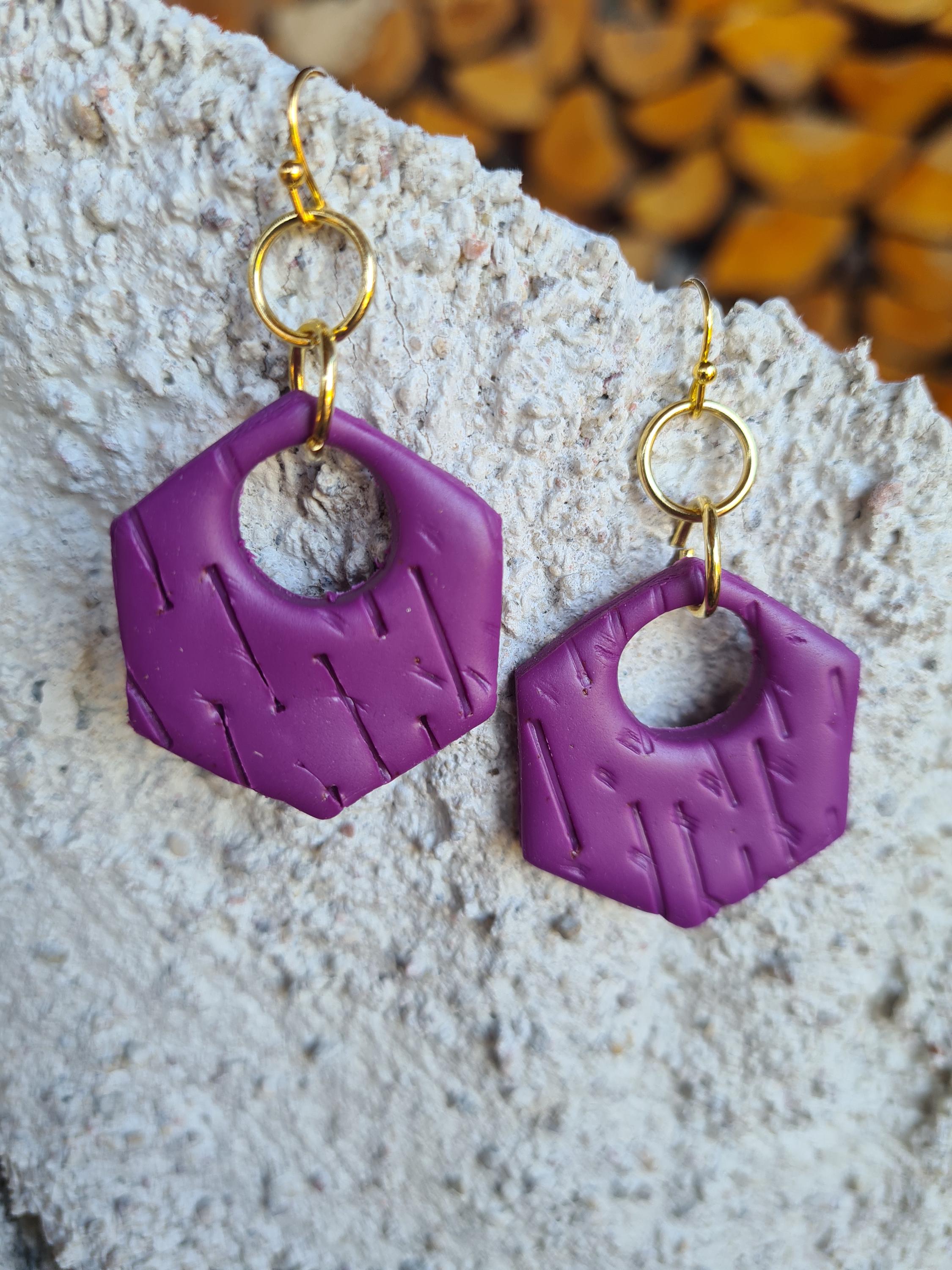 Jewelry Brands Gold Black Owned Clay Earrings Purple Clay Earrings