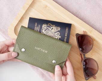 Personalised Leather Passport Holder, Handmade Leather Passport Wallet, Leather Passport Cover