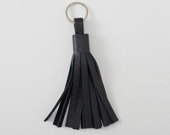 Black Leather Tassel  | Bag Accessories | Bag Tassel | Bag Keyring |  Gifts | Bridesmaid Gift