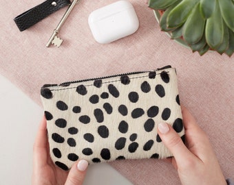 Spotty Leather Purse, Small Purse , Zipped Purse, Small Purse, Leather Wallet, Leather Coin Purse, Everyday Purse