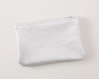 Silver Leather Purse | Leather Coin Holder | Small Wallet | Silver Purse | Gift for Her | Mother's Day Gift | Card Holder | Coin Wallet