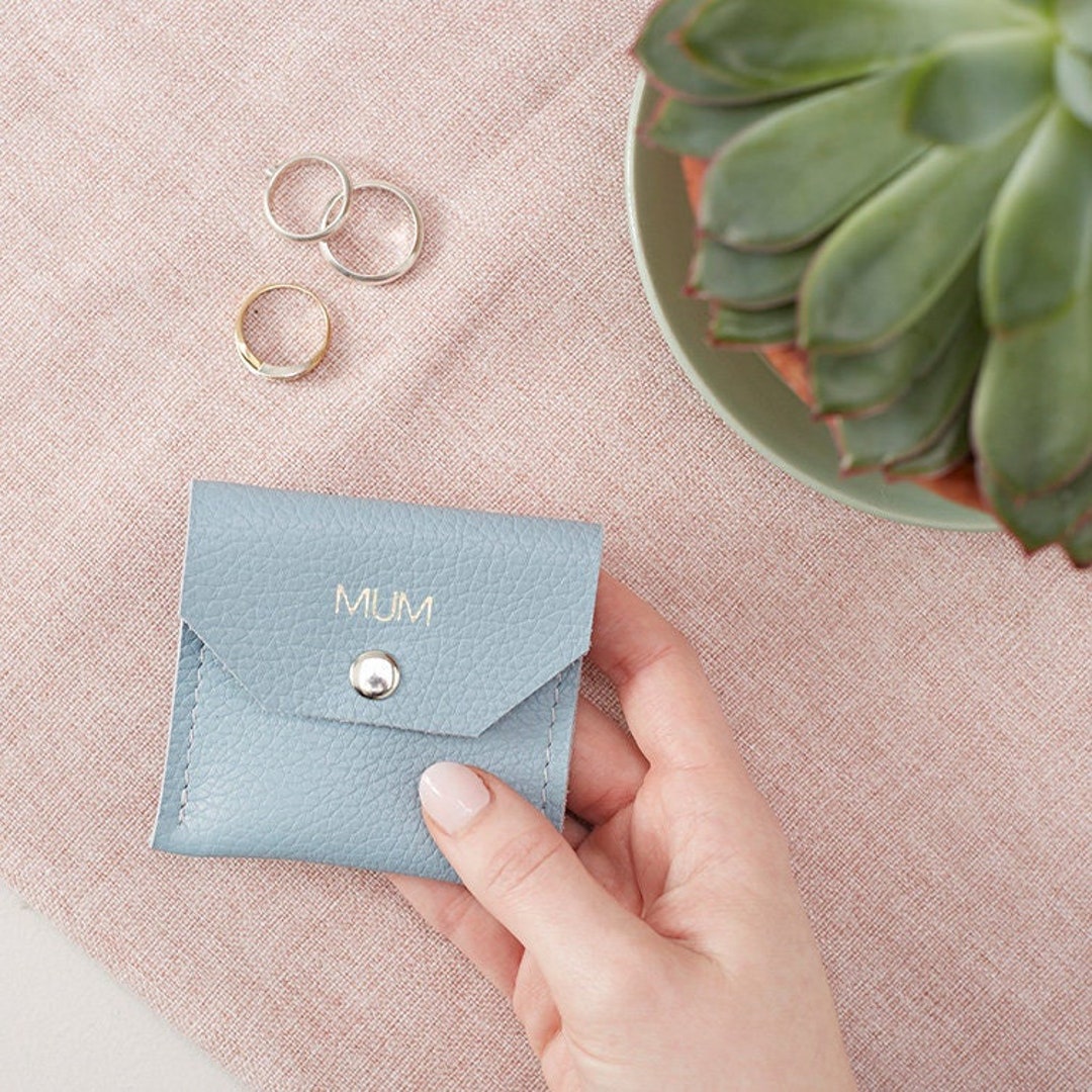 Personalised Leather Jewellery Pouch Ring Pouch Square Etsy