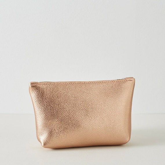 Buy Rose Gold Leather Pouch Gift for Her Leather Cosmetic Bag