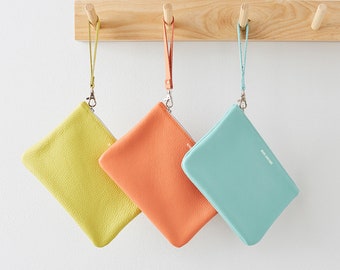 Bright Colourful Leather Clutch bag, perfect to be used as a small purse or evening bag