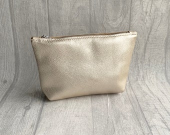 gold leather pouch