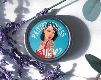 Painted Goddess Healing Balm - tattoo aftercare, tattoo after care, healing salve, calendula salve, organic balm, nature goddess skin care