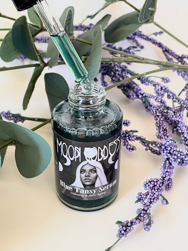 Moon Goddess Blue Tansy Serum with Squalane & Moringa Oil / calming face serum / hydrate and plump skin / natural skincare / handcrafted image 1