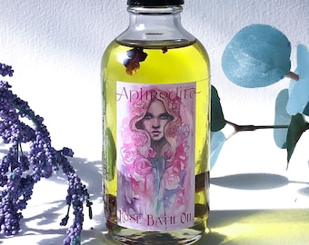 Aphrodite Rose Bath Oil - Organic Bath Oil - Natural Bath Oils - chemical free - perfume free - wild crafted - Nature Goddess Skin Care