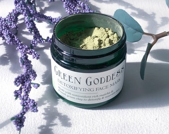 Green Goddess Detoxifying Face Mask - french green clay and matcha mud mask - organic, vegan, cruelty-free - Nature Goddess Skin Care