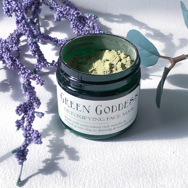 Green Goddess Detoxifying Face Mask - french green clay and matcha mud mask - organic, vegan, cruelty-free - Nature Goddess Skin Care