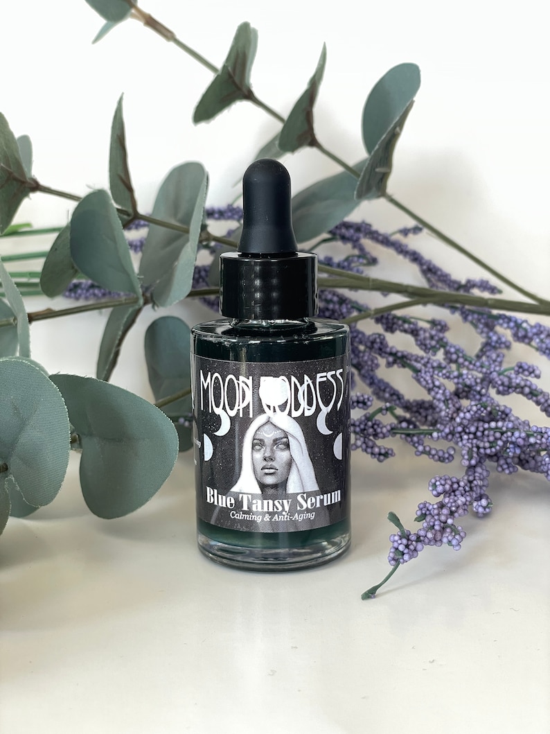 Moon Goddess Blue Tansy Serum with Squalane & Moringa Oil / calming face serum / hydrate and plump skin / natural skincare / handcrafted image 2