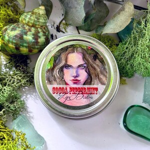 Winter Goddess Cocoa Peppermint Lip Balm - plastic free - organic- handmade - lip treatment - lip care - nature goddess skincare image 2