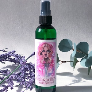 Aphrodite Rose Body Oil - Body Spray - moisturizer - wild crafted - perfume-free - chemical-free- paraben-free - Nature Goddess Skin Care