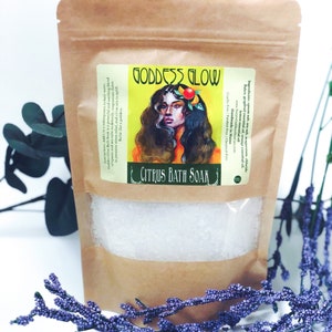 Goddess Glow Citrus Bath Soak - Organic Bath Salts - Magnesium Detox Bath - Wild Crafted - Cruelty Free Skin Care  - Nature Goddess Skincare