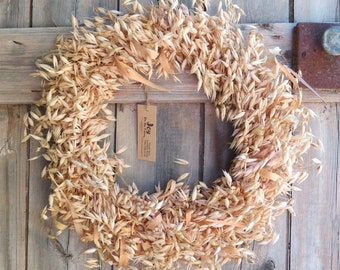 LARGE Minimalist Wreath with OATS Avena | EVERLASTING All Natural Dried Flower | Eco Friendly | Biodegradable