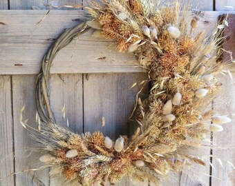 All NATURAL Dried WREATH |   Dried Preserved Clover Flower Dry Floral Wreath | Everlasting Dry Wreath