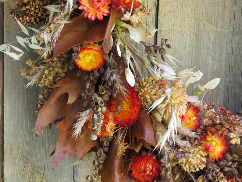 AUTUMN WREATH Burgundy/Pink Everlasting Daisy Floral Wreath EVERLASTING All Natural Dried Flower Eco Friendly Biodegradable image 4