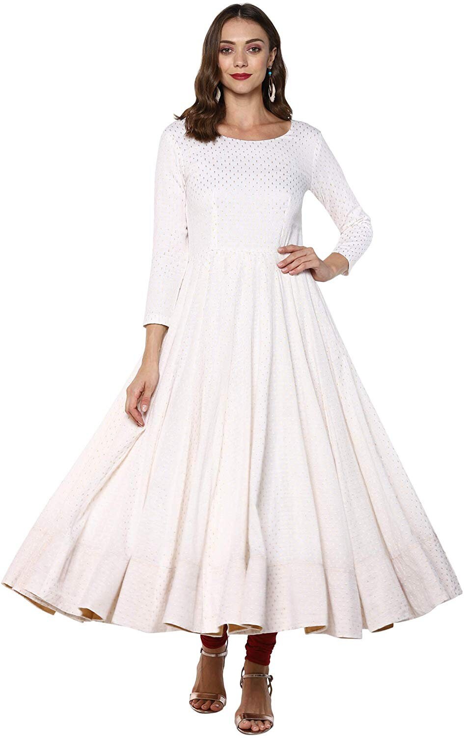 white cotton anarkali