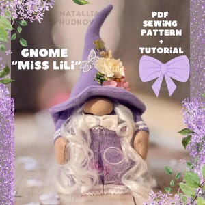 Patrón pdf + tutorial gnomo &quot;Miss Lili&quot; idea de regalo y obsequio para cumpleaños DIY HandMade + instrucciones detalladas en pdf