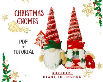 schema pdf famiglia gnomi scandinavi. gnomi per Natale (gnomi): gnomo ragazza e gnomo ragazzo fai da te a mano