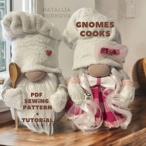 Patrón pdf + tutorial gnomos cocineros niño+niña idea regalo y obsequio para cumpleaños DIY HandMade + instrucciones detalladas pdf