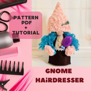 pattern pdf scandinavian gnome hairdresser summer decoration present and gift idea for birthday DIY HandMade + detailed  instructions